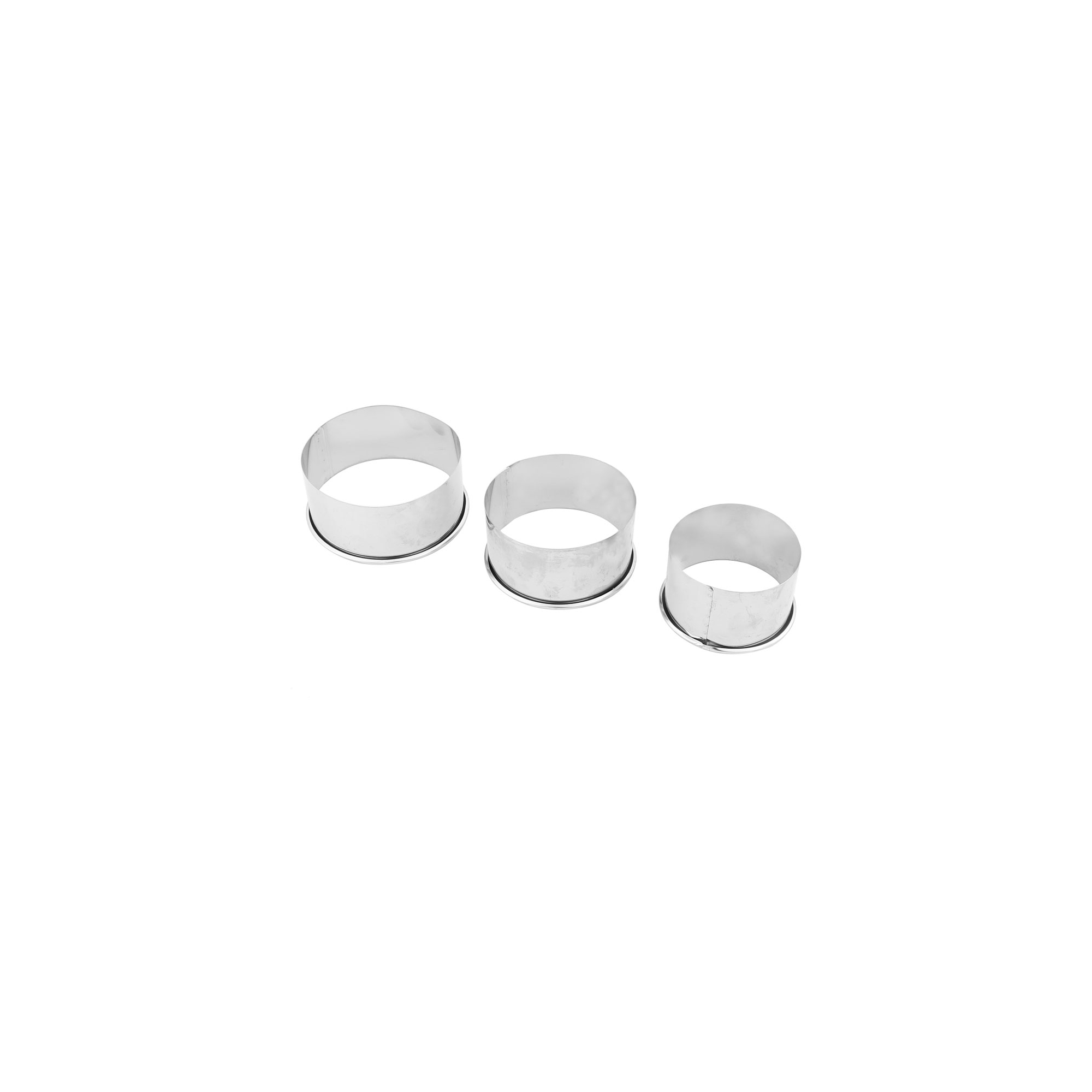 Unique Bargains Kitchen Metal Round Pastry Baking DIY Tool Cookie Cutter Silver Tone 3 in 1 Set