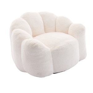Racxily Lotus Compression Sofa Bean Bag with Pull Ring, No Assembly Movable Lounger for Living Room & Bedroom, White/Gray/Pink - 1 of 4