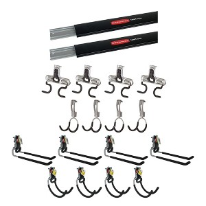 Rubbermaid FastTrack Wall Mounted Storage Rails + Organizing Hook Assortment - 1 of 4