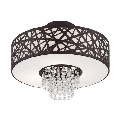 Allendale Bronze 3-Light Semi-Flush Mount with Crystal Accents