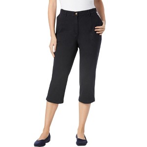 Woman Within Plus Size Petite Adjustable Waist Chino Capri - 1 of 4