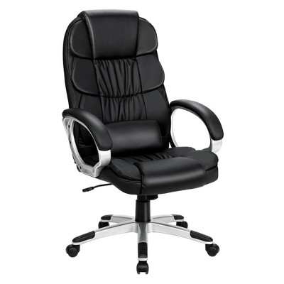 Costway Ergonomic Office Task Chair High Back Leather Swivel w/ Lumbar Support