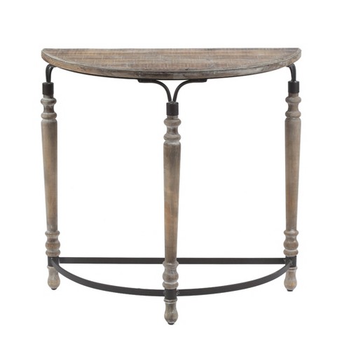 Luxenhome Rustic Wood And Metal Half Moon Console And Entry Table Brown :  Target