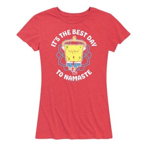 Women's - SpongeBob SquarePants - The Best Day To Namaste Short Sleeve Graphic T-Shirt - 1 of 4