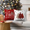 Lomsoe 4pcs Christmas Throw Pillow Covers, Red White Christmas Trees Brown Snowflakes Stars Merry Bright Let It Snow Merry Christmas, Zip Closure - 4 of 4