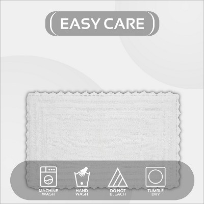 White Cotton Tufted Reversible Crochet Bath Rug Set