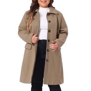 Agnes Orinda Women's Plus Size Winter Single Breasted Back Split with Pockets Long Overcoats - 1 of 4