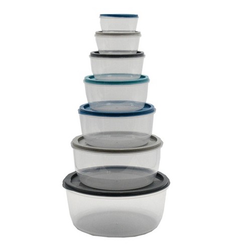 Sharpchef 14pc Round Plastic Food Storage Container Set, Stackable ...