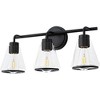 POWLIG 22-in 3-Light Modern Matte Black Dimmable Bathroom Vanity Light with Cone Clear Glass Shade - 2 of 4