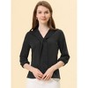 Allegra K Women's V Neck 3/4 Sleeves Collared Work Office Top Blouse - 2 of 4