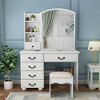 TIRAMISUBEST Fashion Vanity Desk with Mirror and Lights, Vanity Table with 6 Storage Drawers and Open Shelves, Makeup Vanity Set with Cushioned Stool - 2 of 4