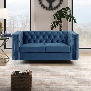 Modern 61 in.  Deep Dutch Velvet 2-Seater Loveseat with Iron Legs - Morden Fort - 1 of 4