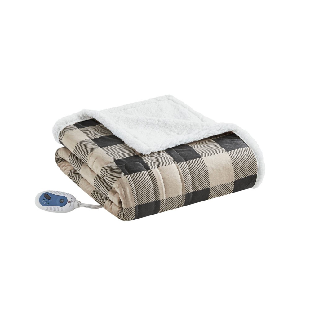 Woolrich Linden Oversized Mink to Berber Electric Heated Throw Blanket Tan: Midweight, Machine Washable, 60x70"