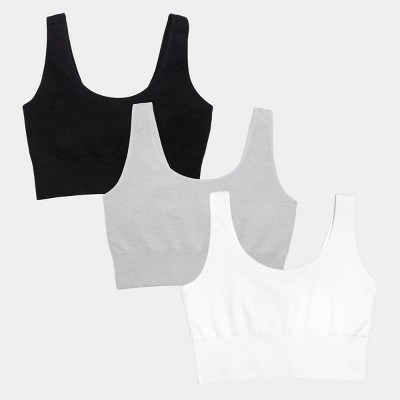 Fruit Of The Loom Women's Tank Style Cotton Sports Bra 3-pack Heather Grey  With Black/white/black 46 : Target