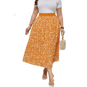 Womens Plus Size Skirt Elastic Waist Boho Skirts with Pockets - 1 of 1