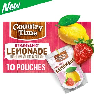 Country Time Strawberry Lemonade Ready to Drink Flavored with Other Natural Flavors Drink Pouches, 10 Ct Box, 6 fl oz Pouches, Liquids, Pack of 4 - 1 of 3