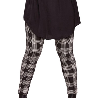 ellos Women's Plus Size Leggings, 2X - Plaid