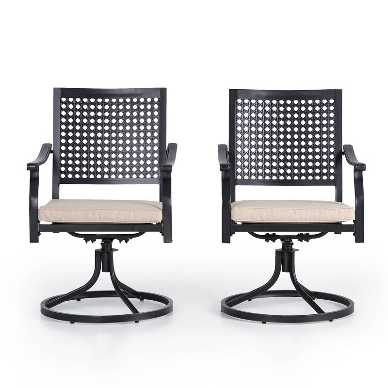 2pk Outdoor Swivel Dining Chairs with Metal Frame &#38; Seat Cushion - Captiva Designs, 3 of 9