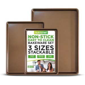 NutriChef 3-Piece Non-Stick Carbon Steel Bakeware Set (NC3TRBX3.5) - 1 of 4