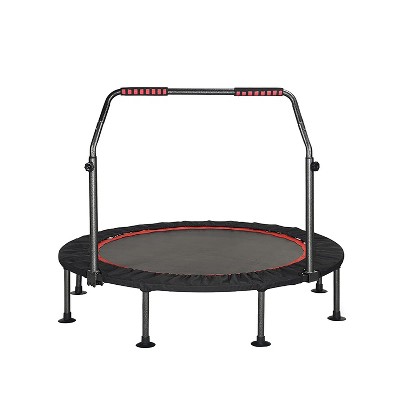 Kensone 48 Inch Foldable Mini Fitness Trampoline with Adjustable Foam Handle and Alloy Steel Frame for Adults and Kids, Indoor or Outdoor Use, Black