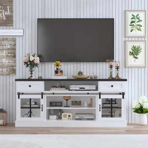 75‘’ Farmhouse TV Stand, Media Console Table with 2 Drawers - 1 of 4
