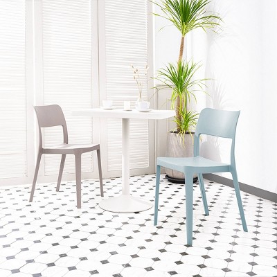 La Vie Baby Blue Resin Stackable Armless Dining Chairs, Set of 2