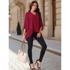 Seta T Women's High Low Asymmetrical Chiffon 3/4 Bell Sleeve V Neck Irregular Hem Casual Blouse - 2 of 4