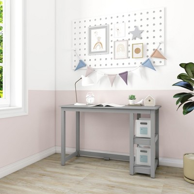 Max & Lily Solid Wood Desk with Shelves, 47", Grey