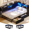 Aheaplus Rebersible Daybed with Bookcase and Drawer, Corner Bed Frame with Sliding Door, Black - 3 of 4