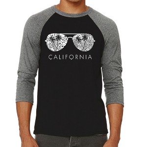LA Pop Art Men's Raglan Baseball Word Art T-shirt - California Shades - 1 of 4