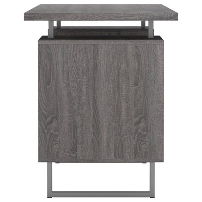 Weathered Gray Wood Executive Desk with Drawers and Filing Cabinet