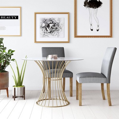 Westwood 33'' Brass Hourglass Base Round Glass Dining Table