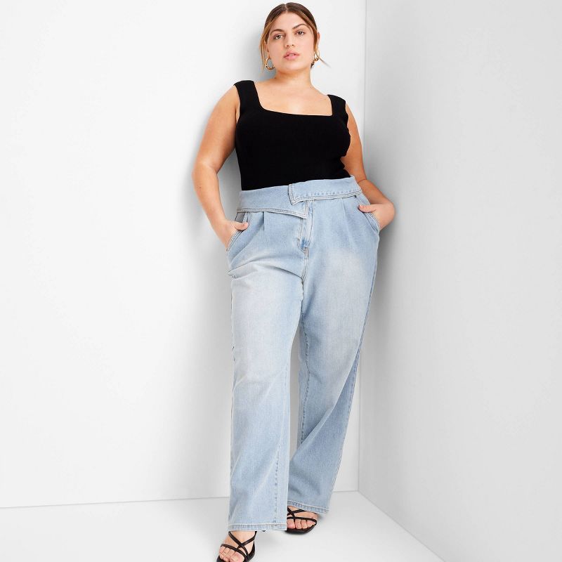 Women's Mid-Rise Fold Over Jeans - Future Collective™ with Jenny K. Lopez Light Wash, 3 of 4