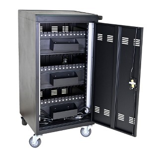 Laptop Cart, Laptop Rolling Cart With Lock & Key, 2 Locking Casters, Cable Management Strip, Fast Charging & Secure Storage Mobile Charging Cart - 1 of 4