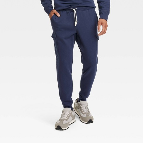 Men's Cotton Fleece Cargo Jogger Pants - All In Motion™ Navy Blue L : Target