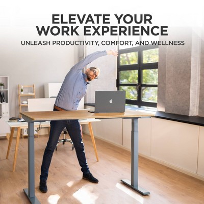 Gray Adjustable Height Standing Desk with Keyboard Tray