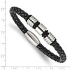 Black Bow Jewelry Stainless Steel Black Leather Polished & Grooved Bead Bracelet, 8.5 In - image 4 of 4