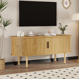 TV Stand, Modern TV Console Table with Storage Compartment and Sliding Door, Gaming Entertainment Center with Cabinet for Living Room, Bedroom, Office - 1 of 4