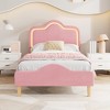 Upholstered Bed Frame with Adjustable Headboard and Footboard, Velvet Princess Platform Bedframe for Kids/Girls - 3 of 4