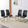 DOMETOUR Modern Faux Leather Dining Chairs, Gold Metal Legs, Upholstered, Set of 6, for Kitchen/Living Room/Bedroom/Office (Black) - 3 of 4