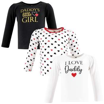 Hudson Baby Infant Girl Long Sleeve T-Shirts, Girl Daddy Red Black