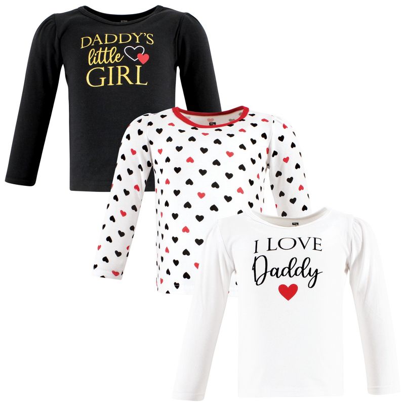 Hudson Baby Infant Girl Long Sleeve T-Shirts, Girl Daddy Red Black, 1 of 6