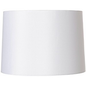 Springcrest White Fabric Medium Hardback Lamp Shade 13" Top x 14" Bottom x 10" High (Spider) Replacement with Harp and Finial - 1 of 4