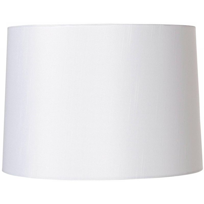 Brentwood White Fabric Medium Hardback Lamp Shade 13" Top x 14" Bottom x 10" High (Spider) Replacement with Harp and Finial, 1 of 9