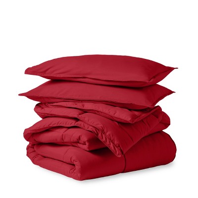 King Red Microfiber Down Alternative Comforter Set