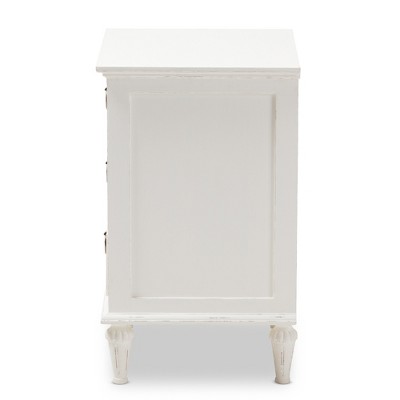 White Cedar 3-Drawer Nightstand with Tapered Legs