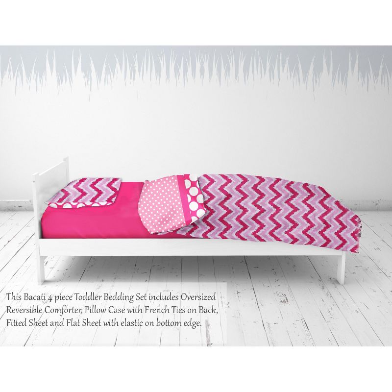 Bacati - Mix N Match Pink 4 pc Cotton Toddler Bedding Set, 5 of 9