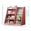 Kids Bookshelf and Toy Storage Organizer, 4 Tier Wooden Kids Book Shelf with Sling Book Rack in Kids Room Playroom Nursery for Kids, Children - 3 of 4