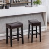 Bar Stools Set Of 2, Modern PU Leather Nailhead Upholstered Saddle Stools, Counter Height 26 Inches Backless Soft Saddle Seat - 2 of 4