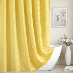 Farmhouse Shower Curtain 72x72 Tufted Chevron Textured Minimalist Bathroom Curtain - 1 of 4